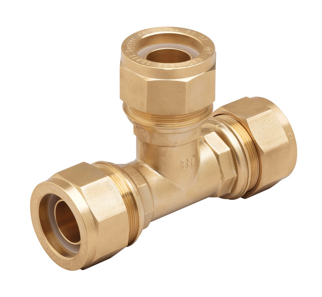 TE EGAL  PE/PE EN LAITON  DN15 PE20 A SERRAGE MECANIQUE NF136 RAC047