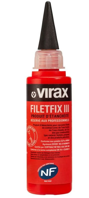 RESINE D'ETANCHEITE ANAEROBIE FILETFIX GAZ & ECS POUR RACCORDS FILETES 60ML NF540 RES001 §